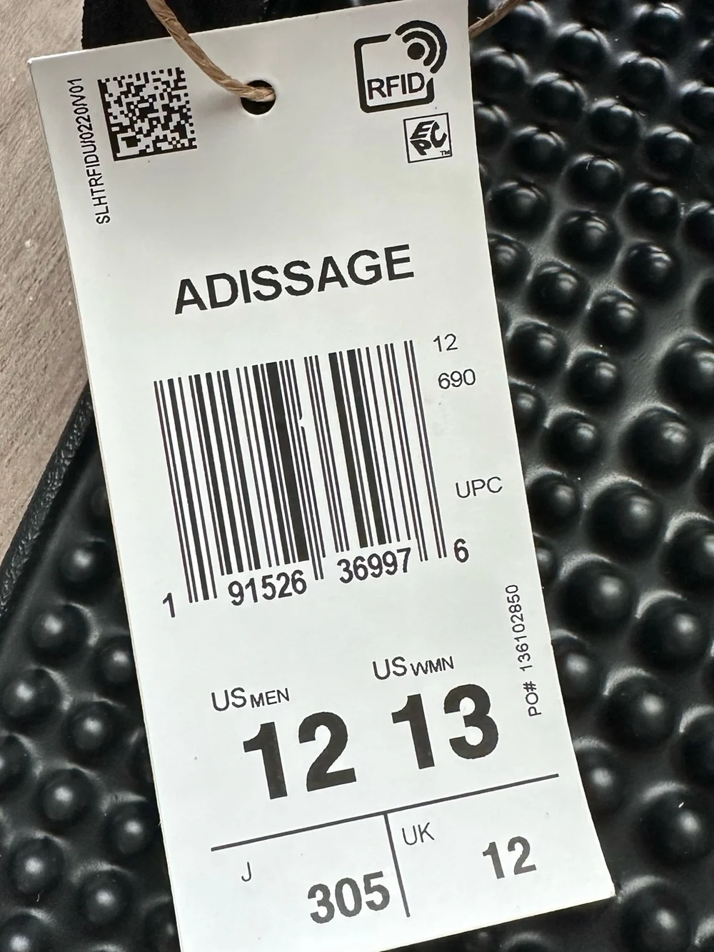 adidas Black and White Adissage Slide Sandals